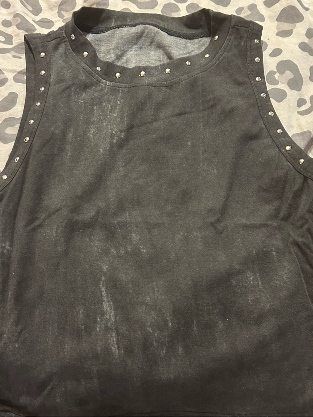 Stud-Trim Black Sleeveless Top